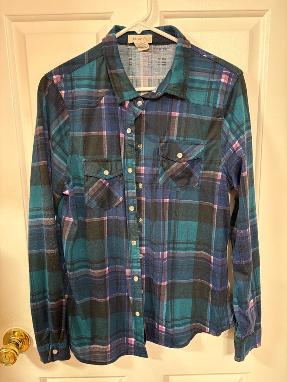 Passport Teal and Navy Plaid Button-Down Shirt